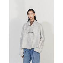 JOC limited high-end imported_wool tweed more design collar short jacket coat without repair