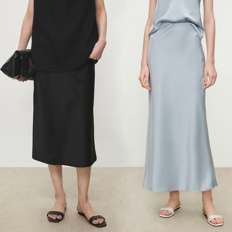Chicjoc Upgraded Version Japanese Triacetate Double-Sided Satin Bias-Cut Slimming 4-Length Skirt Hot-Selling Elastic Waist Half Skirt Chicjoc Upgraded Version Japanese Triacetate Double-Sided Satin Bias-Cut Slimming 4-Length Skirt Hot-Selling Elastic Waist Half Skirt