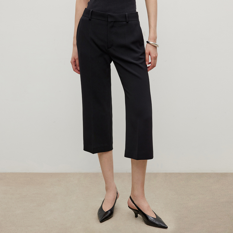 Chicjoc Japanese Encrypted Double-Layer Triacetate_Jennie Style 90S Flared Capri Pants Chicjoc Japanese Encrypted Double-Layer Triacetate_Jennie Style 90S Flared Capri Pants