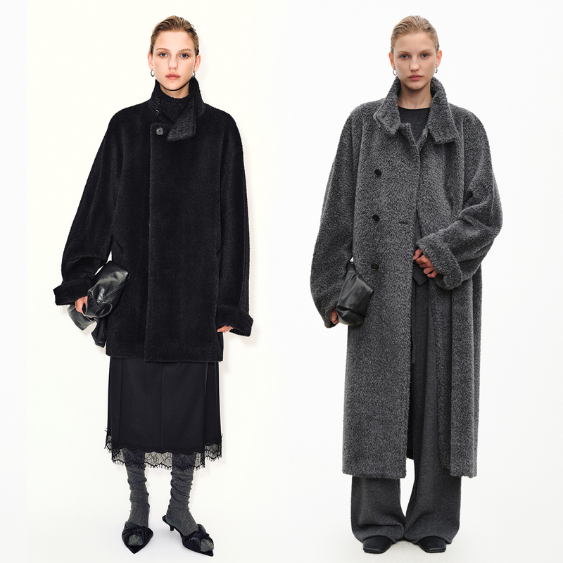 Chicjoc Wang Zha Zuo Shandiao Italian Piacenza Small Alpaca/Cluster Alpaca Multi-Wear Collar Long Coat Chicjoc Wang Zha Zuo Shandiao Italian Piacenza Small Alpaca/Cluster Alpaca Multi-Wear Collar Long Coat