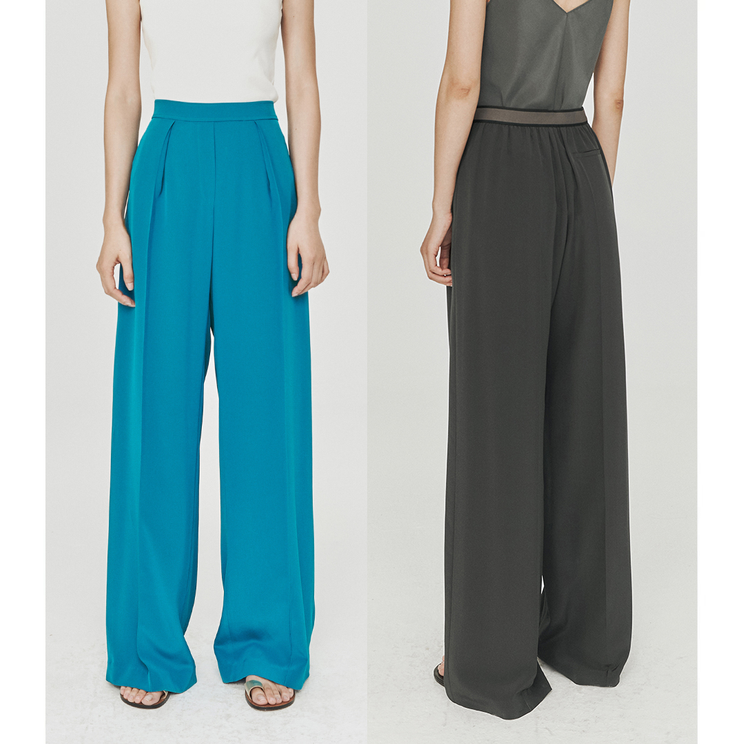 CHICJOC classic Repo_exclusive anti-wrinkle double-sided heavy crepe 6A silk H stripe rubber band nude sense God pants King