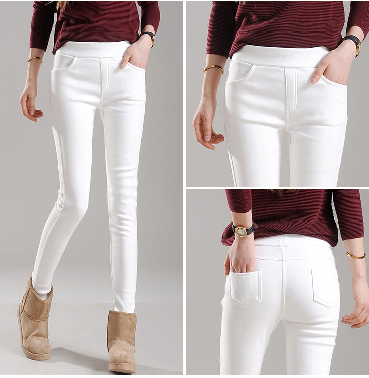 Mặc mùa thu đông cộng với quần legging nhung dày quần dài nữ ấm áp mỏng eo cao kéo dài chân bút chì quần baggy kaki nữ