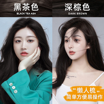 Deep brown black tea colour cover white slob dyed hair chestnut brown natural black easily combed with white hair dye Hair Cream Female Pure