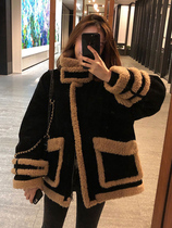 Japan SLY 2021 Autumn winter Leisure lamb plush fur integrated locomotive suit thickened jacket woman