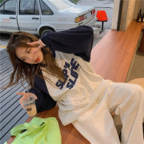 Japan SLY Teenage Girl Printed Letters Loose shoulder sleeves Oversize Long sleeves T-shirt Women Fall