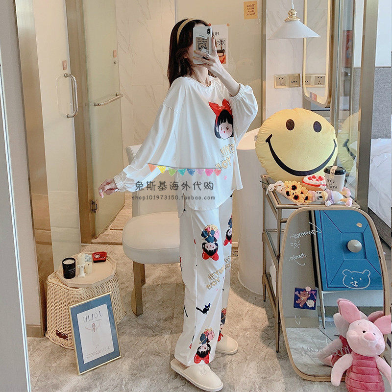 Japan BM Melville spring new home casual pajamas women's cotton long-sleeved cute pajamas set