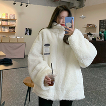 Japan SLY Two wearing lamb wool cotton suit jacket woman 2021 Winter new loose medium cotton clothes