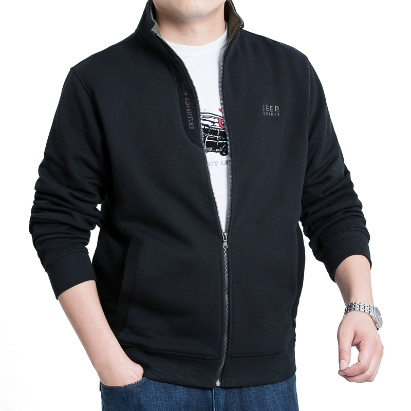 Áo khoác nam JEEP Áo khoác nam đứng cổ áo cardigan Áo len cotton Áo khoác nam