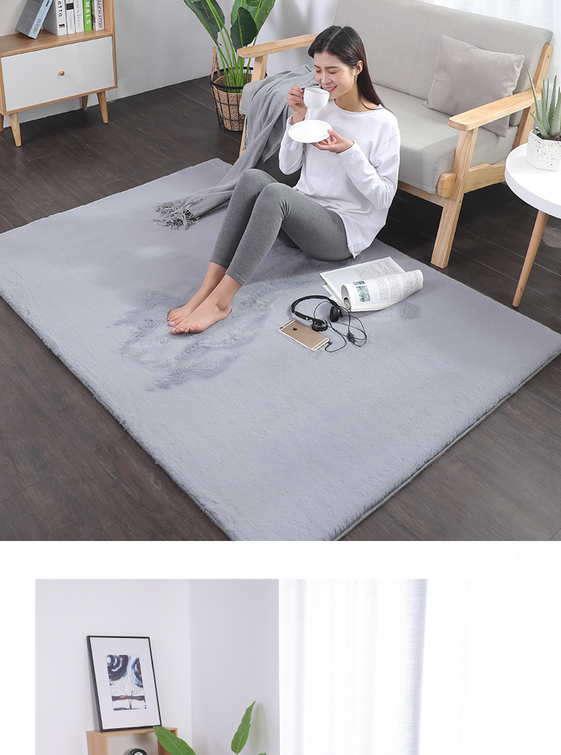 Thảm phòng ngủ đầu giường dày phòng khách bàn cà phê Bắc Âu hiện đại tối giản phòng sang trọng cửa sổ pad đầy lông thỏ giả - Thảm thảm trải sàn nhà