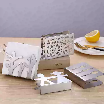 Western restaurant Hotel napkin clip paper towel holder Stainless steel square towel holder Table paper Tea restaurant vertical paper towel holder