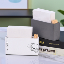 Square Cement Paper Towels Box Hotel Restaurant Creative Napkins with toothpick cartridges Contained Boxes Nordic Napkins racks