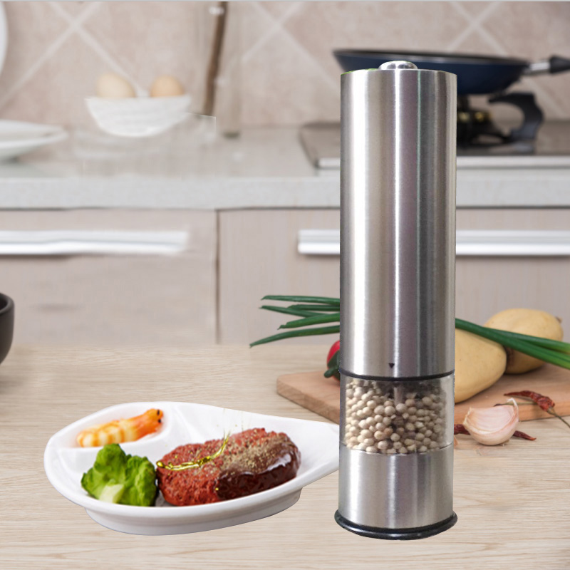 Full Automatic Stainless Steel Pepper Mill Electric Grinding Machine Black Pepper Grinding Machine West Dining Room Table Seasoned Powder Bottle Jar