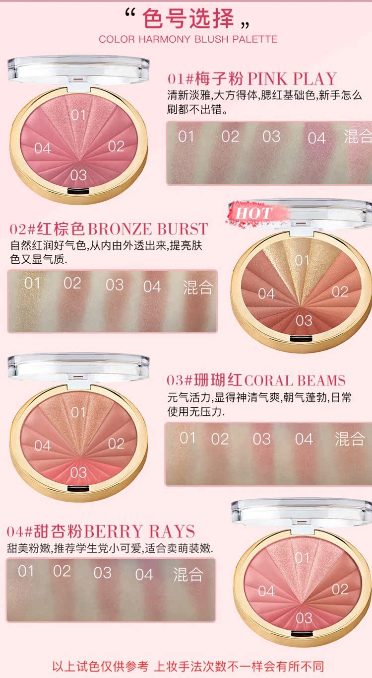 Hoa hồng Milani dập nổi cánh hoa hồng mini ba màu hài hòa bốn màu - Blush / Cochineal phấn má chanel