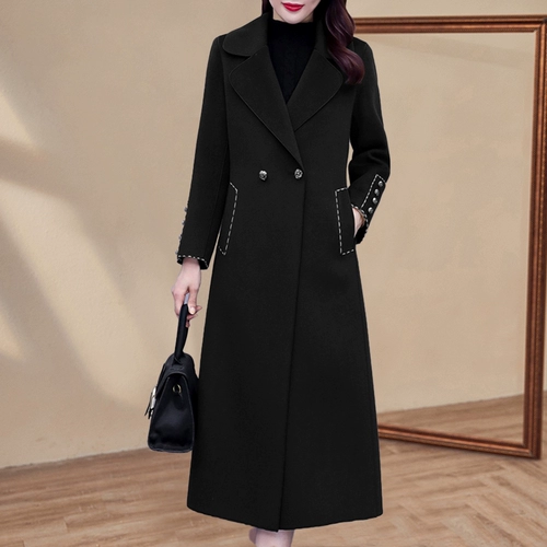 Кашемировое длинное элитное утепленное демисезонное шерстяное пальто, средней длины, 2024 года