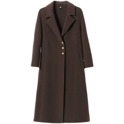 Кашемировое длинное элитное утепленное демисезонное шерстяное пальто, средней длины, 2024 года