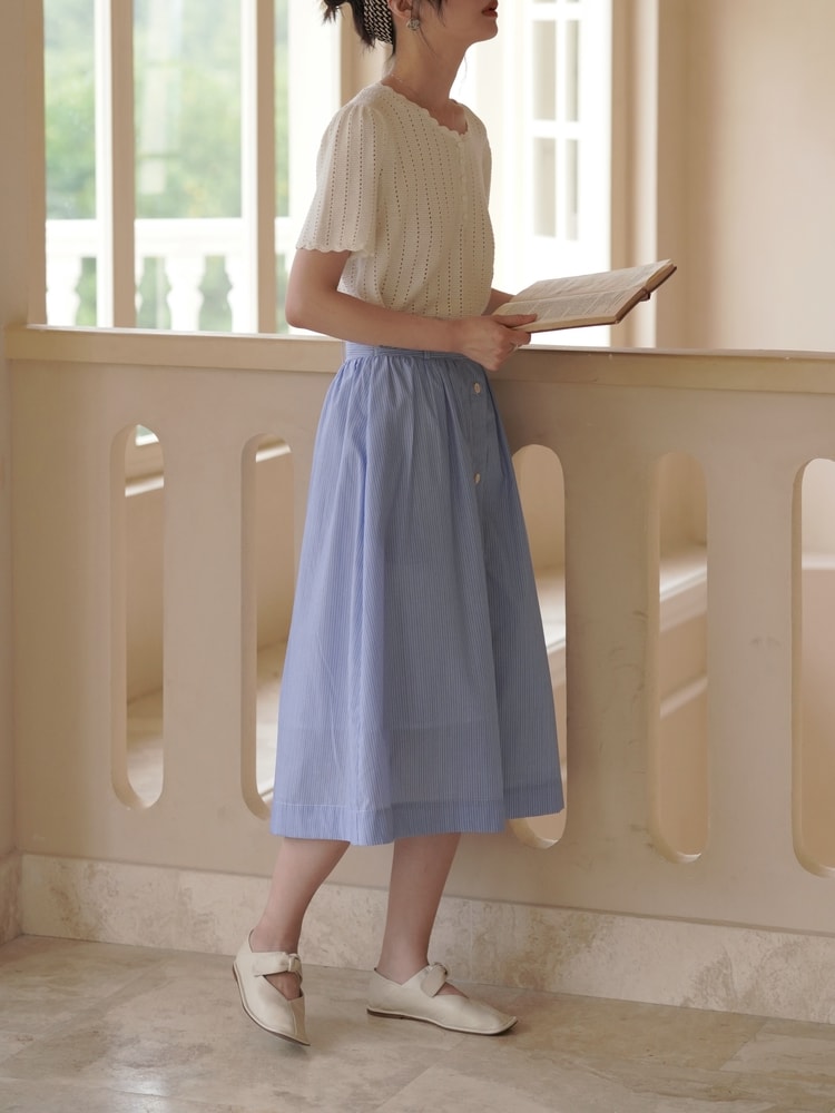 Blue Striped Skirt|Skirt|Summer|Sora-978 - Shop sora-life