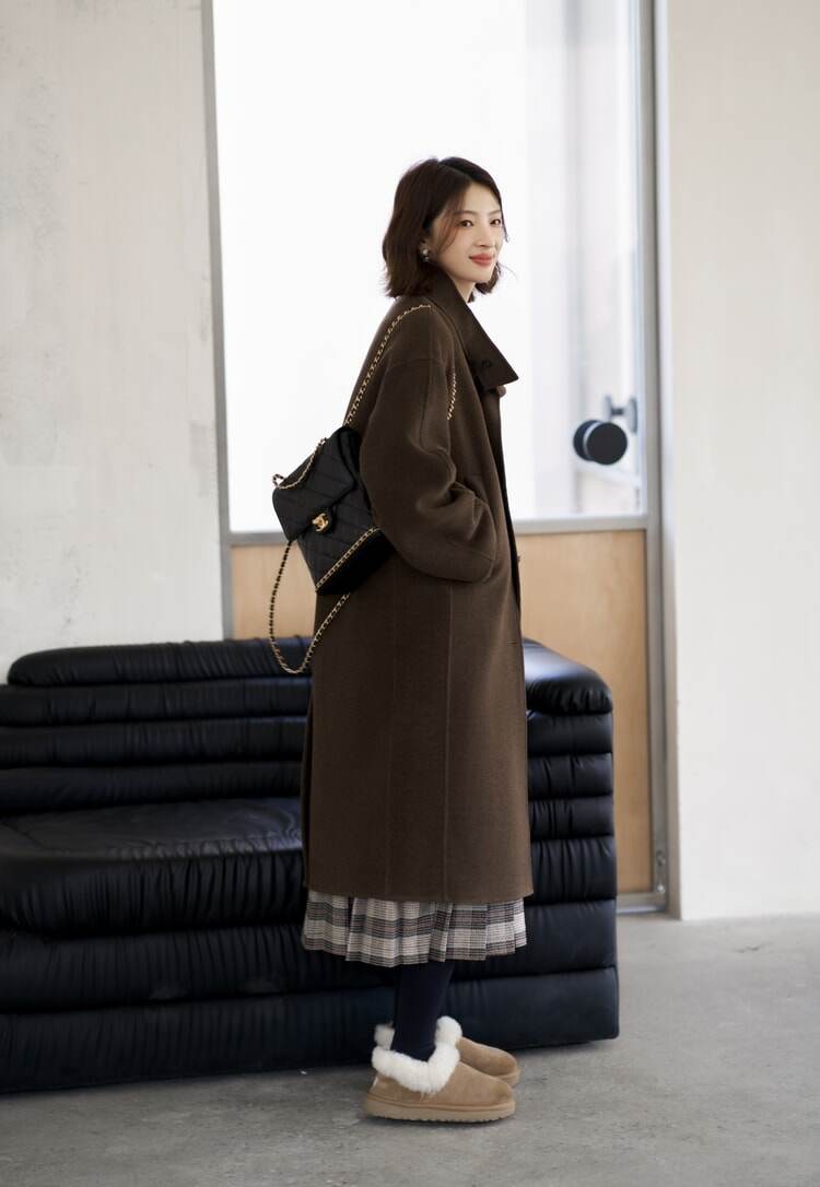 Stand Collar Long Double-Faced Wool Coat | Outerwear | Two Colors