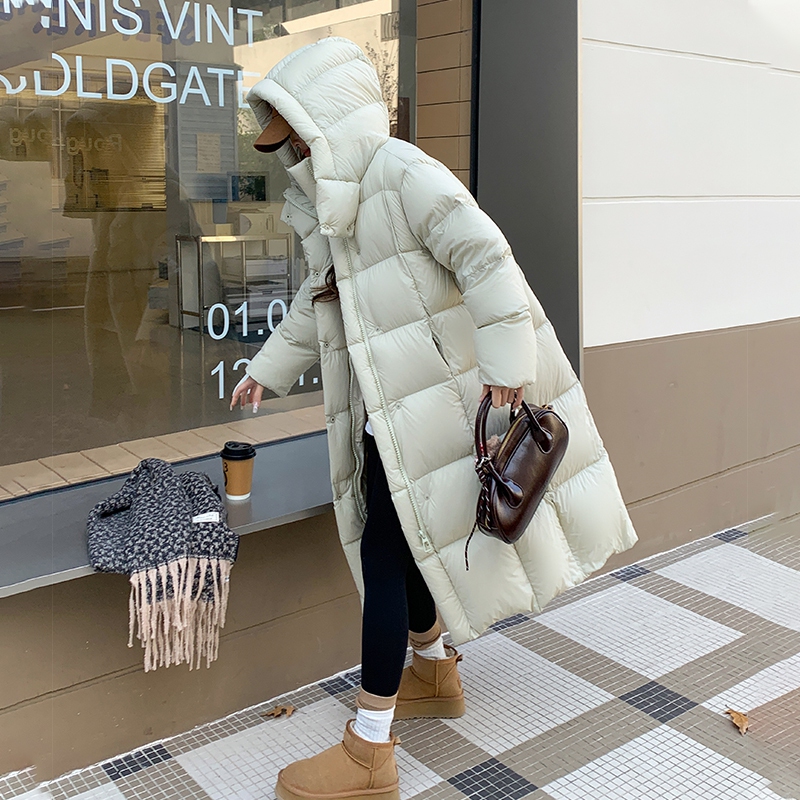 95% White Goose down Long down Jacket for Women, Thickened, Over-The-Knee, Loose Fit, Cold-Resistant, Couple's Warm Coat, 2025 Winter New Model