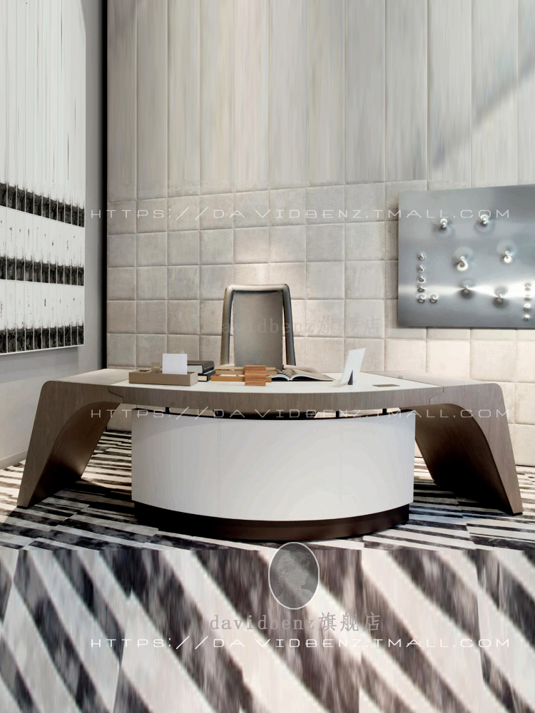 Italian-style president's office executive desk table and chair combination new Chinese-style boss table one meter six home arc-shaped desk