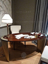  Oval desk Solid wood Italian light luxury minimalist modern model room Round writing desk Computer desk Household