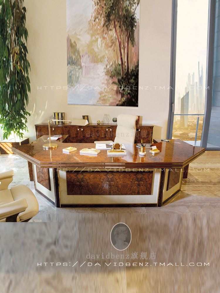 Boss table office desk simple modern atmosphere stable paint executive table executive desk fan-shaped Italian light luxury