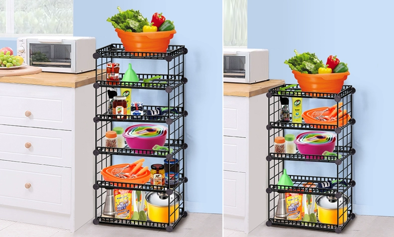 Fiskar đơn giản kết hợp sáng tạo lưới sắt giá bếp đa chức năng thép không gỉ giá lưu trữ gia vị - Kệ kệ để sách treo tường