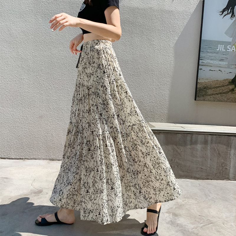 Chiffon Midi Skirt for Women, Summer 2026 New Style, Covering the Hips, Flowing, Large Hem, Umbrella Skirt, Pleated Floral A-Line Skirt Chiffon Midi Skirt for Women, Summer 2026 New Style, Covering the Hips, Flowing, Large Hem, Umbrella Skirt, Pleated Floral A-Line Skirt
