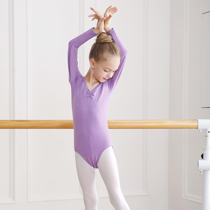 Children's dance costume women's gymnastics practice dress autumn and winter girls' ballet costume toddler long-sleeved Chinese dance bodybore