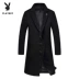 Playboy Men 2018 Mùa đông mới Hàn Quốc Áo khoác mỏng quấn gió Áo khoác len nam dài jacket nam Áo len
