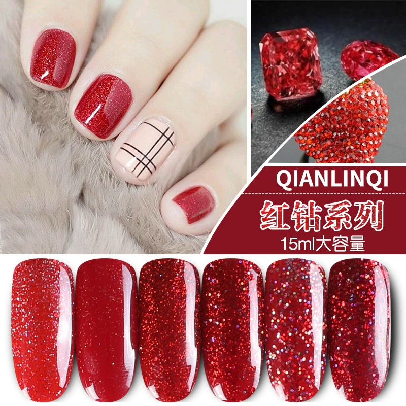 Slim Lynch Nail Red Diamond Nail Ba Lan Rượu vang đỏ Liệu pháp keo kéo dài - Sơn móng tay / Móng tay và móng chân