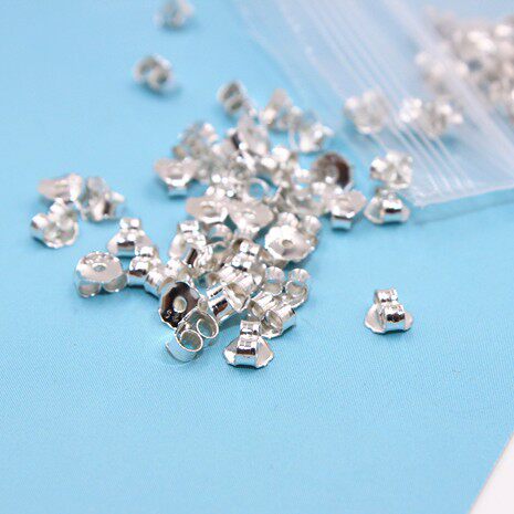 925 Pure silver earbutterfly butterfly anti - allergic earbuck earbuck earbuck earbuck earbuck DIY earloop silver jewelry