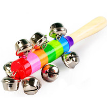 Children rattle string bells seven color Wooden Baby Rainbow hand bell baby garden early education toys