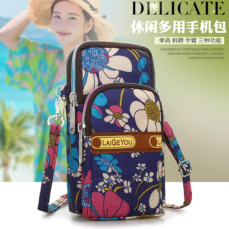 2019 new Korean version of the mobile phone bag women's cross-body bag mobile phone bag hanging neck wrist coin purse mini bag vertical