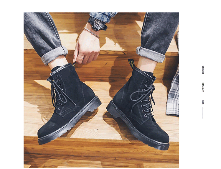 Martin ủng nam cao giúp mùa thu ủng nam giày dụng cụ màu đen Anh hoang dã trong thủy triều Martin giày nam giày boot nam độn gót