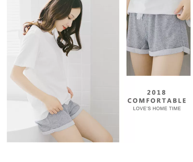 Bộ đồ ngủ cotton tinh khiết phụ nữ mùa hè quần đùi rộng rãi sinh viên ở nhà quần đùi phụ nữ đồ ngủ thể thao quần short chạy bộ giản dị có thể mặc bên ngoài - Quần tây