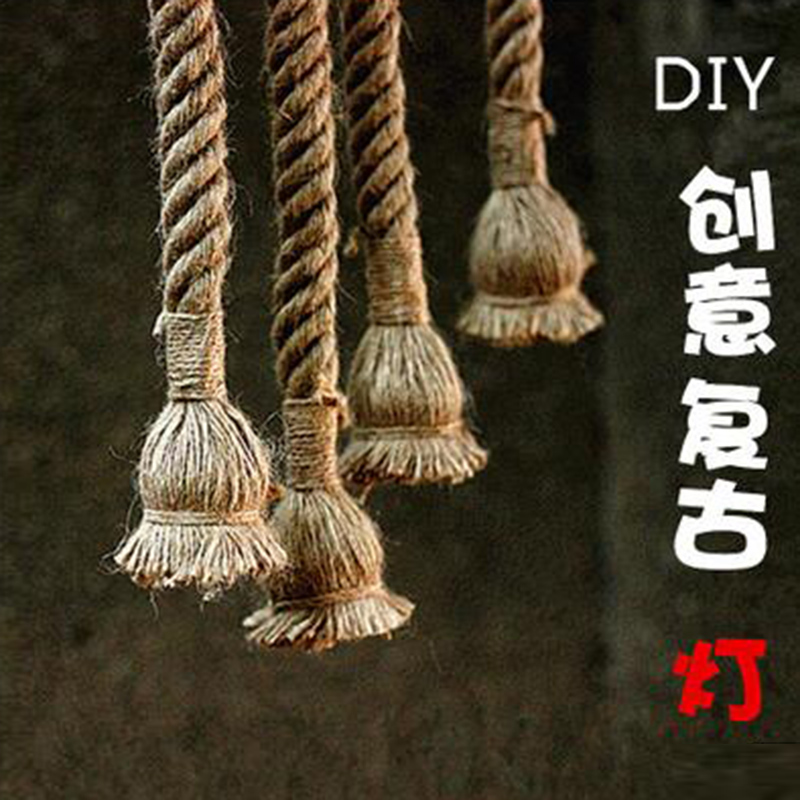 Hemp Rope Pendant Light Bar Living-room Dining Room Dining Room Industrial Hemp Rope Creative Personality American Countryside Retro Chandelia
