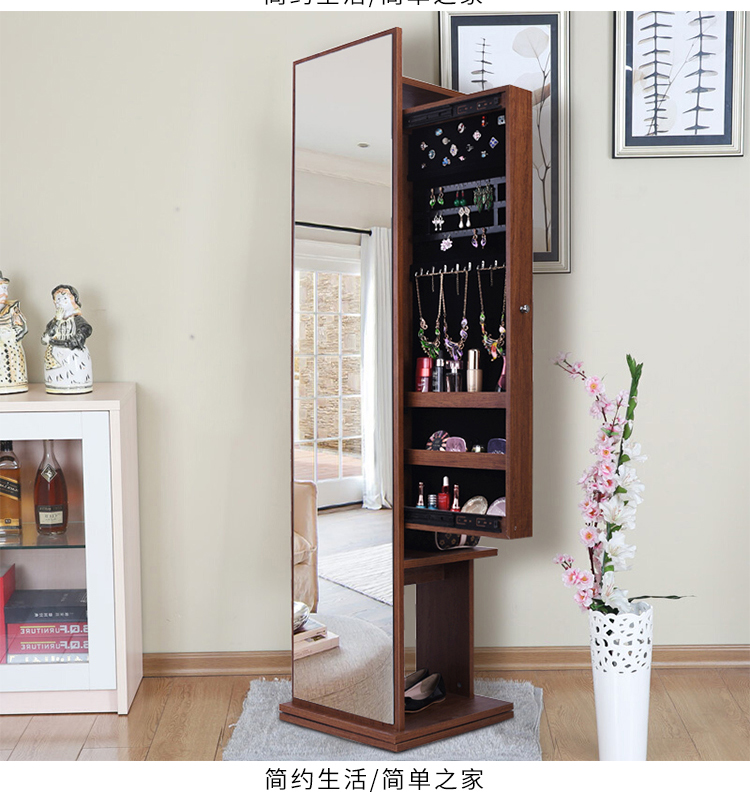 Cloakroom toàn thân sàn thay đồ gương phòng khách tủ lưu trữ đa chức năng gương xoay với tủ trang sức - Gương gương tròn để bàn