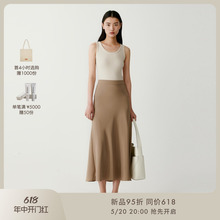 Heavyweight Silk ICICLE Womens 2024 Early Spring New Elastic Heavy Crepe Simple Commuter Skirt