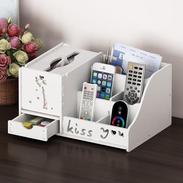 Multifunctional pumping tissue box home living room coffee table remote control desktop storage box finishing European napkin box