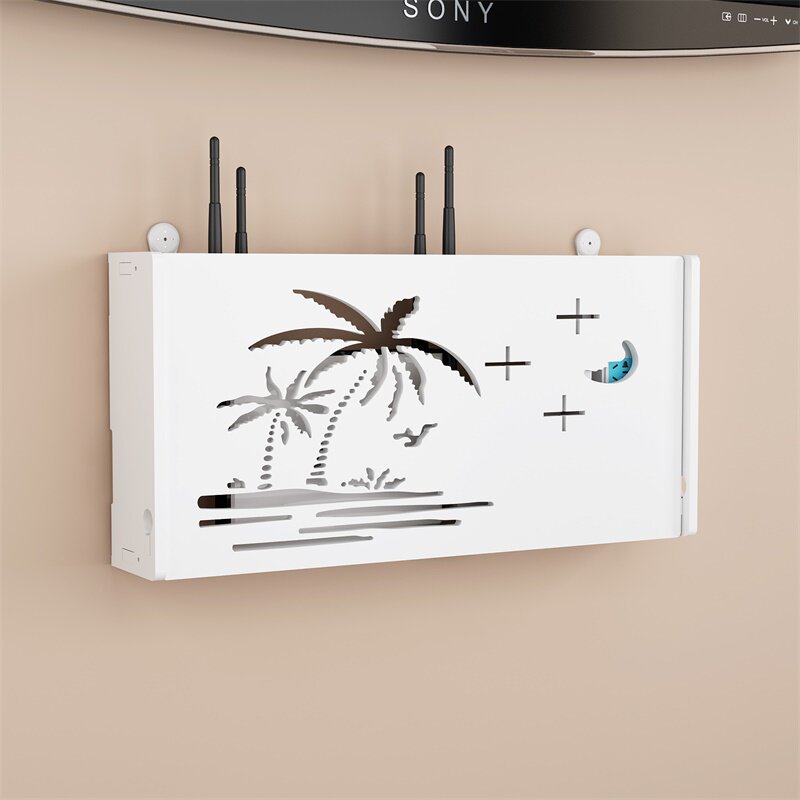 Wireless WiFi TV Set Up Box Router Shelve Free to Contain Box Wall-mounted Decoration Shelter Box