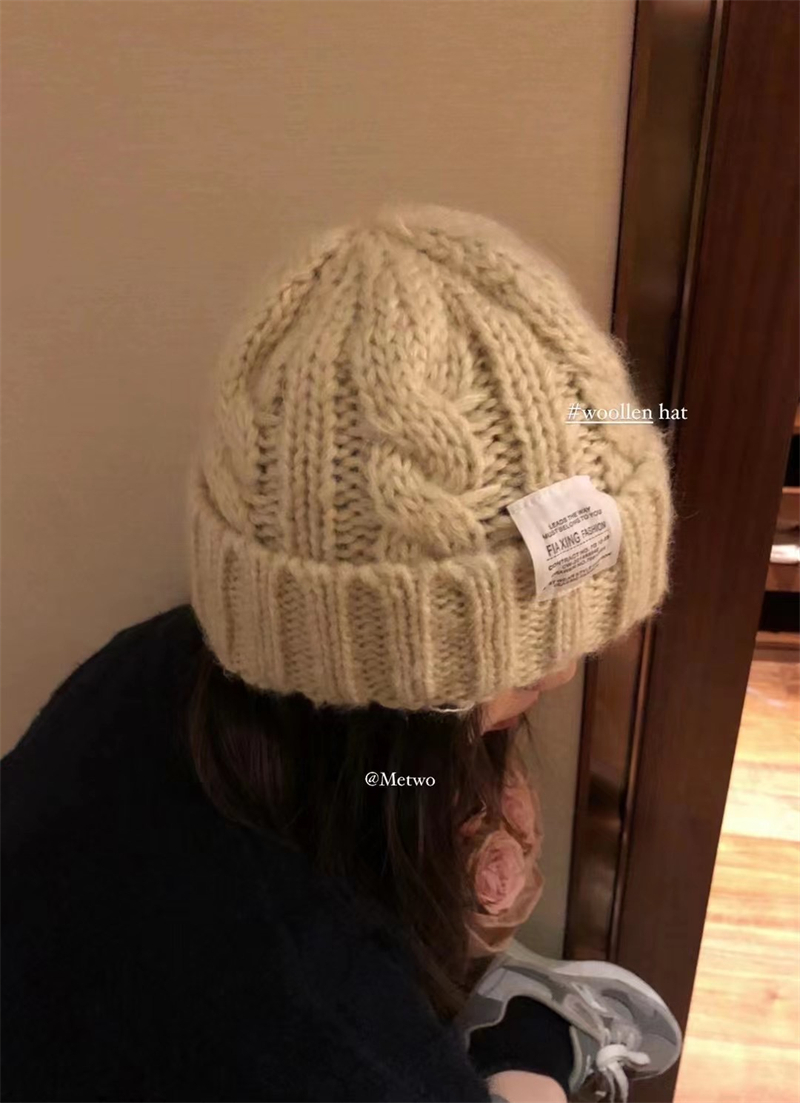 METWO hat women's winter 2021 Korean version all-match autumn and winter knitted hat pure wool thickened warm woolen beanie