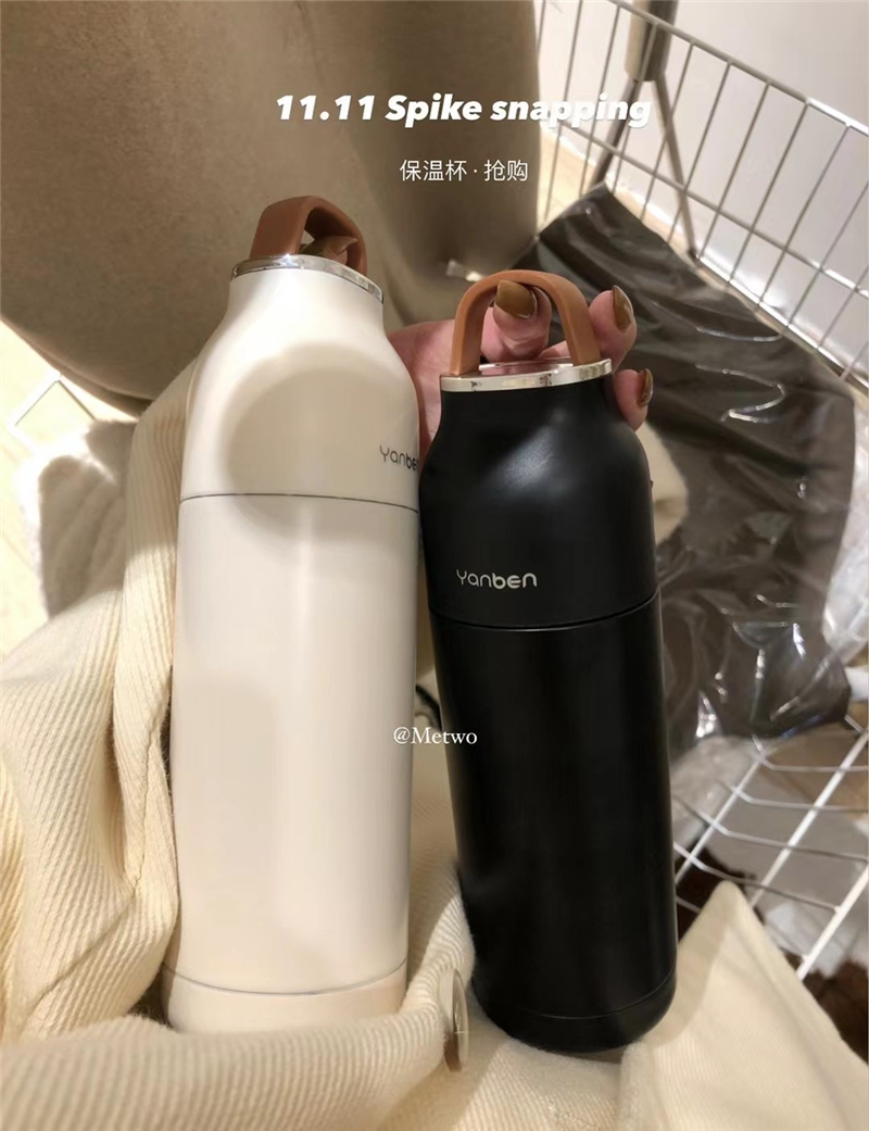 METWO insulation cup female coffee accompanying cup cute high-value portable stainless steel straw student water cup