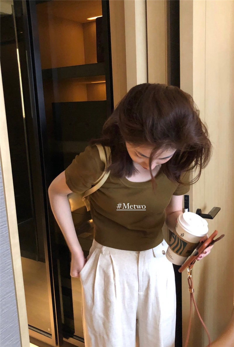 METWO bottoming shirt women's inner short-sleeved 2022 summer short tops lazy temperament thin T-shirt