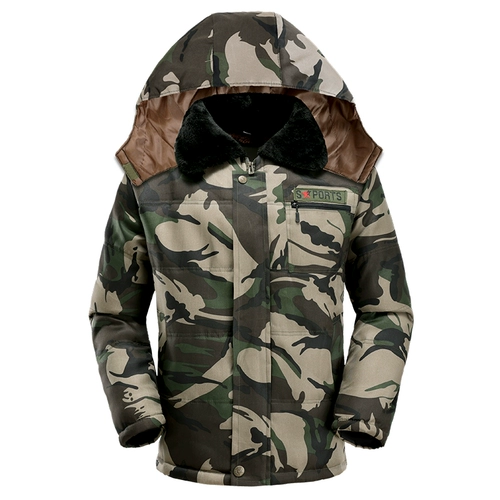 Зимняя рабочая утепленная куртка, пуховик с капюшоном, увеличенная толщина, для среднего возраста