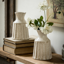 Alley End〖Handmade Old Vase~Art Relief Ornament〗Antique Ceramic Flower Arrangement B&B Decoration