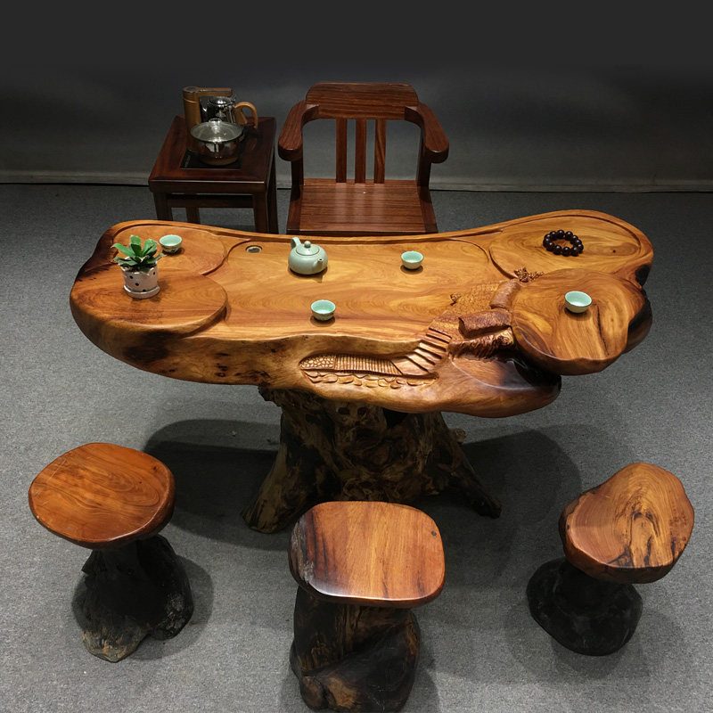 花梨木根雕茶几实木雕花茶桌家用艺术风格茶台原木树根功夫茶桌