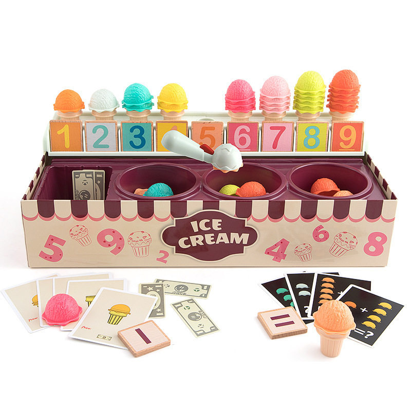 Teboer 幼児向け就学前ベビープレイハウスおもちゃアイスクリームケーキセット教育数学誕生日プレゼント