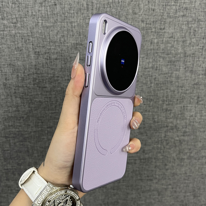 Three Fishes [Niche High-End Lychee Leather Texture Magnetic Cold Smoke Purple] Suitable for Vivox300Ultra/X300/200 Phone Case New Korean Style High-End Feel Anti-Drop Full Protection Cover for Men and Women