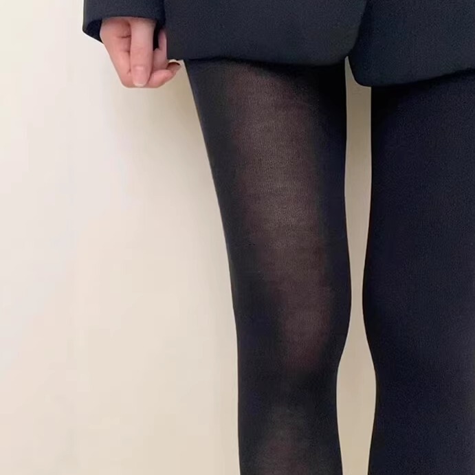 Silk Wool! Black Color, Super Slimming~ Newly Upgraded, Fleece-Lined and Thickened, Autumn and Winter Retro High-End Wool-Blend Tights