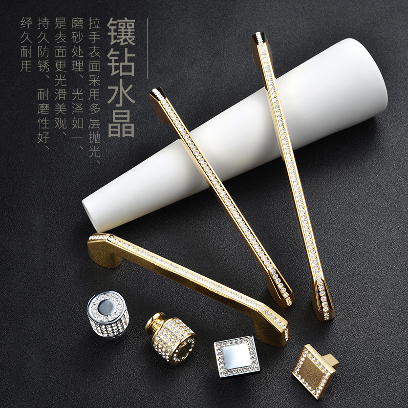 Europie Light Extravagant Style Wardrobe Door Handle Cabinet Handle Crystal Drawers Diamond Minima Modern Furniture Doorknob